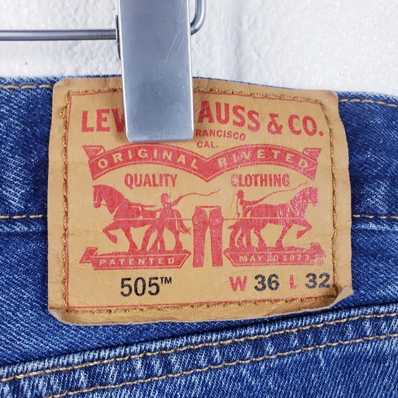 Levi's 505 Regular Stretch Jeans Straight Leg Light Wash Men's 36 x 32 - Picture 7 of 9